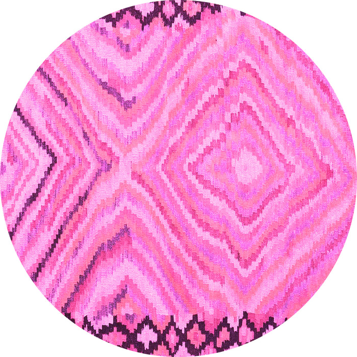Round Machine Washable Oriental Pink Traditional Rug, wshcon2965pnk