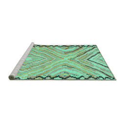 Sideview of Machine Washable Oriental Turquoise Traditional Area Rugs, wshcon2965turq