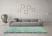 Machine Washable Oriental Light Blue Traditional Rug in a Living Room, wshcon2965lblu