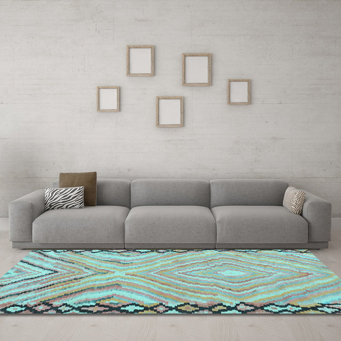 Machine Washable Oriental Light Blue Traditional Rug in a Living Room, wshcon2965lblu