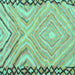 Square Machine Washable Oriental Turquoise Traditional Area Rugs, wshcon2965turq