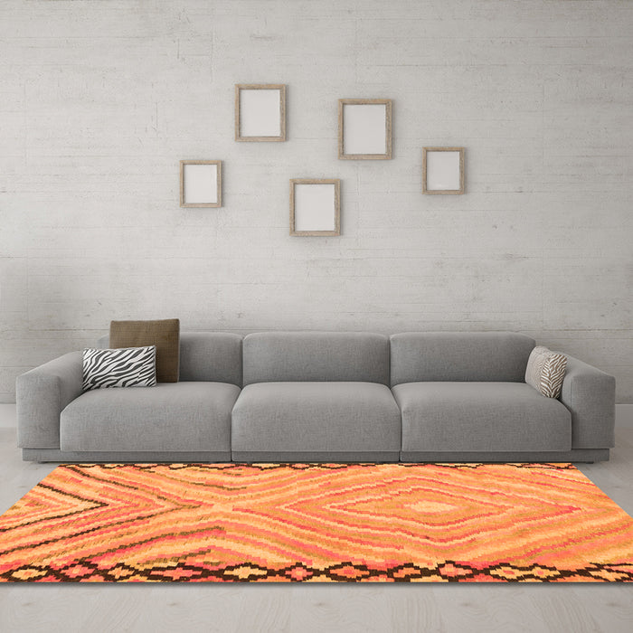Machine Washable Oriental Orange Traditional Area Rugs in a Living Room, wshcon2965org