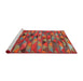 Serging Thickness of Machine Washable Contemporary Red Rug, wshcon2966