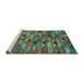 Sideview of Machine Washable Oriental Turquoise Traditional Area Rugs, wshcon2966turq