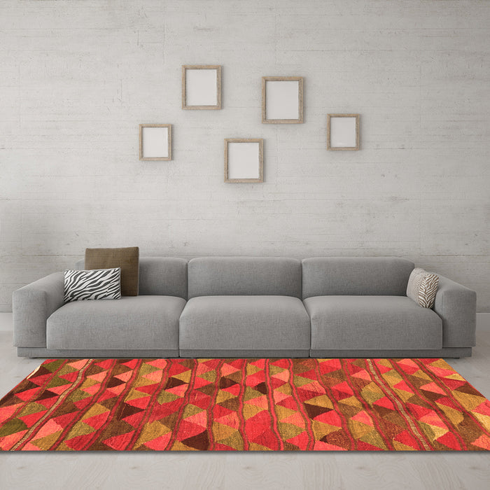 Machine Washable Oriental Orange Traditional Area Rugs in a Living Room, wshcon2966org