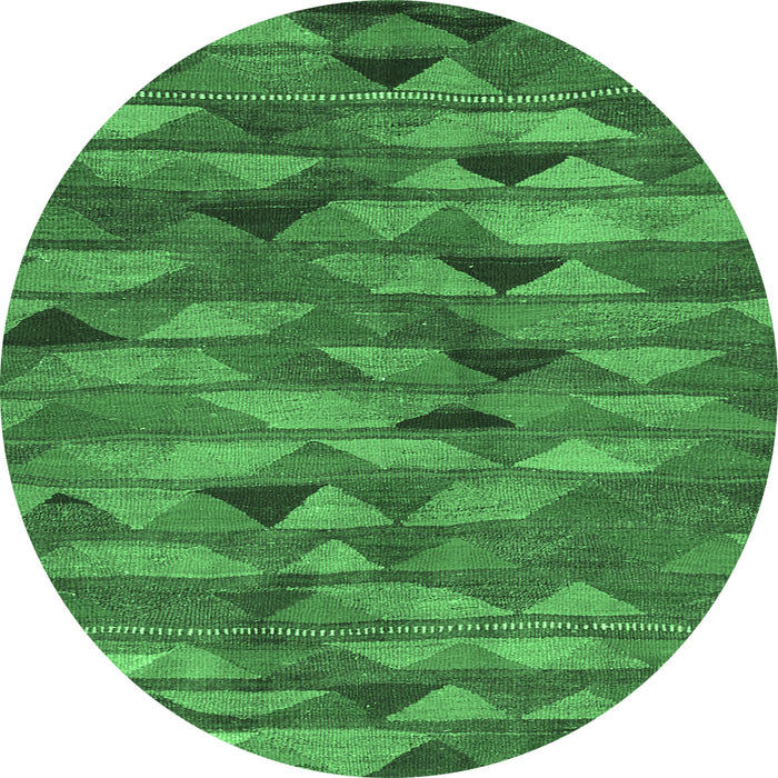 Round Machine Washable Oriental Emerald Green Traditional Area Rugs, wshcon2966emgrn