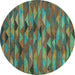 Round Oriental Turquoise Traditional Rug, con2966turq