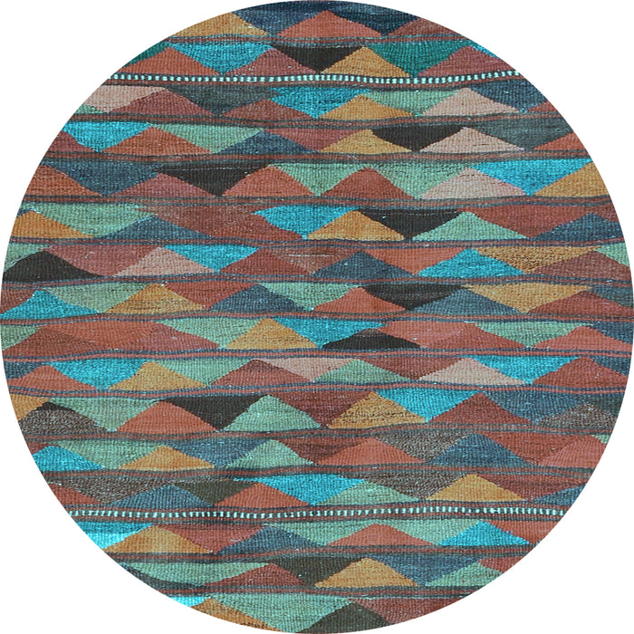 Round Machine Washable Oriental Light Blue Traditional Rug, wshcon2966lblu