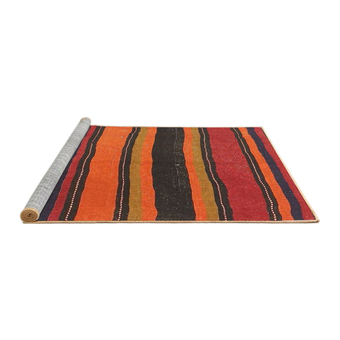 Serging Thickness of Machine Washable Contemporary Sienna Brown Rug, wshcon2967