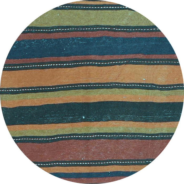 Round Machine Washable Oriental Light Blue Traditional Rug, wshcon2967lblu