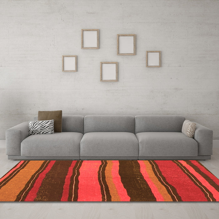 Machine Washable Oriental Orange Traditional Area Rugs in a Living Room, wshcon2967org