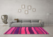 Machine Washable Oriental Pink Traditional Rug in a Living Room, wshcon2967pnk