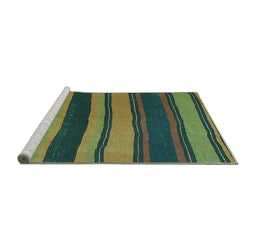 Sideview of Machine Washable Oriental Turquoise Traditional Area Rugs, wshcon2967turq