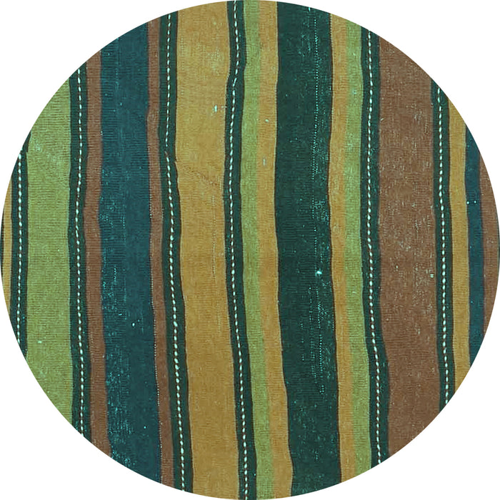 Round Machine Washable Oriental Turquoise Traditional Area Rugs, wshcon2967turq