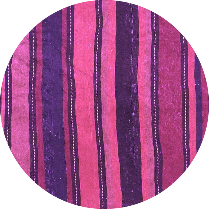 Round Machine Washable Oriental Purple Traditional Area Rugs, wshcon2967pur