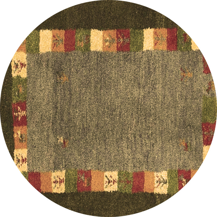 Round Abstract Brown Contemporary Rug, con2968brn