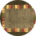 Round Abstract Brown Contemporary Rug, con2968brn