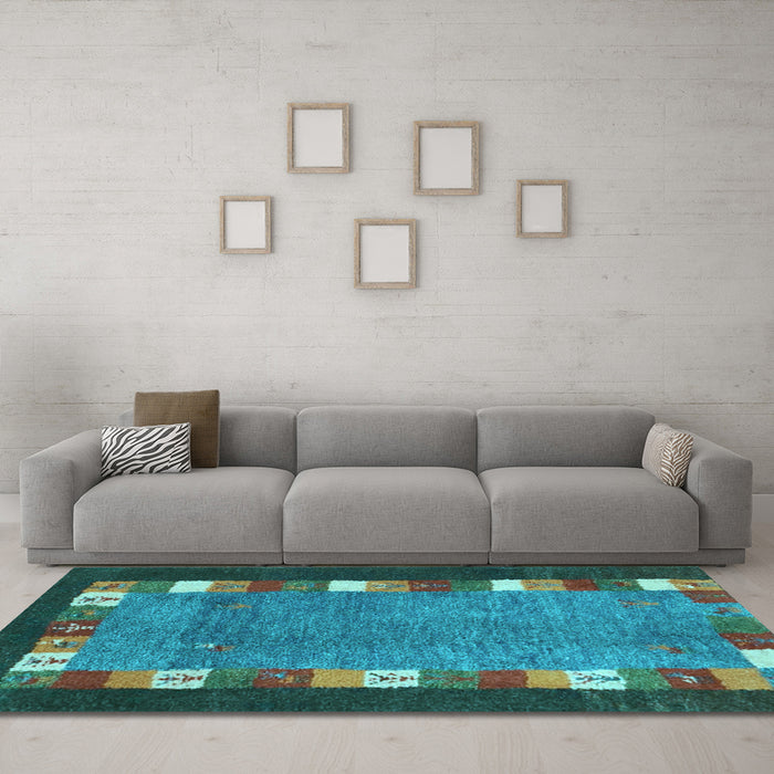 Machine Washable Abstract Light Blue Contemporary Rug in a Living Room, wshcon2968lblu