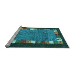 Sideview of Machine Washable Abstract Light Blue Contemporary Rug, wshcon2968lblu