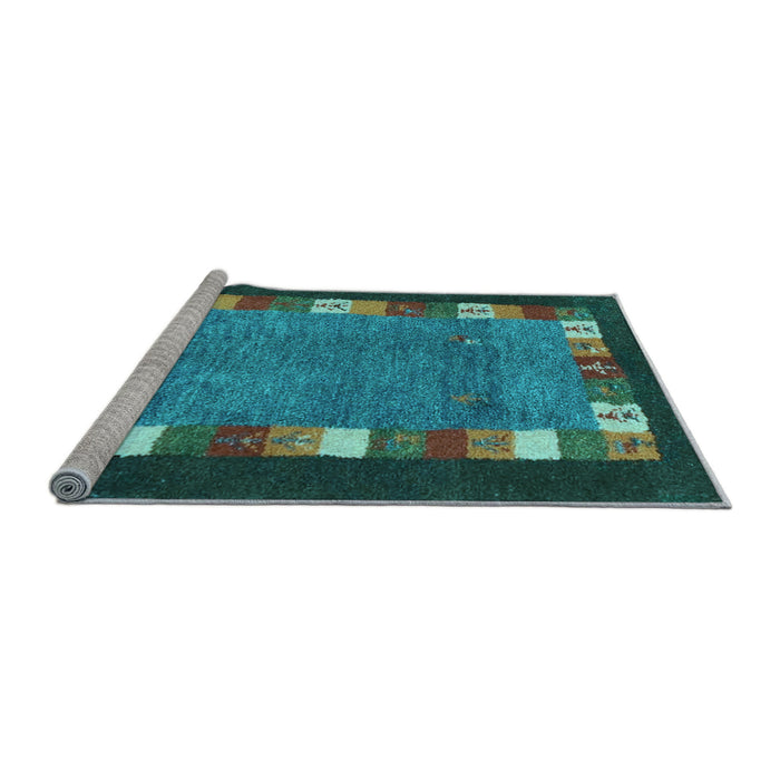 Sideview of Machine Washable Abstract Light Blue Contemporary Rug, wshcon2968lblu