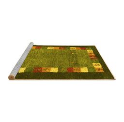 Sideview of Machine Washable Abstract Yellow Contemporary Rug, wshcon2968yw