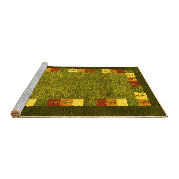 Sideview of Machine Washable Abstract Yellow Contemporary Rug, wshcon2968yw