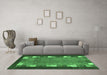 Machine Washable Abstract Emerald Green Contemporary Area Rugs in a Living Room,, wshcon2968emgrn