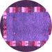 Round Abstract Purple Contemporary Rug, con2968pur