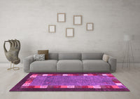 Machine Washable Abstract Pink Contemporary Rug, wshcon2968pnk