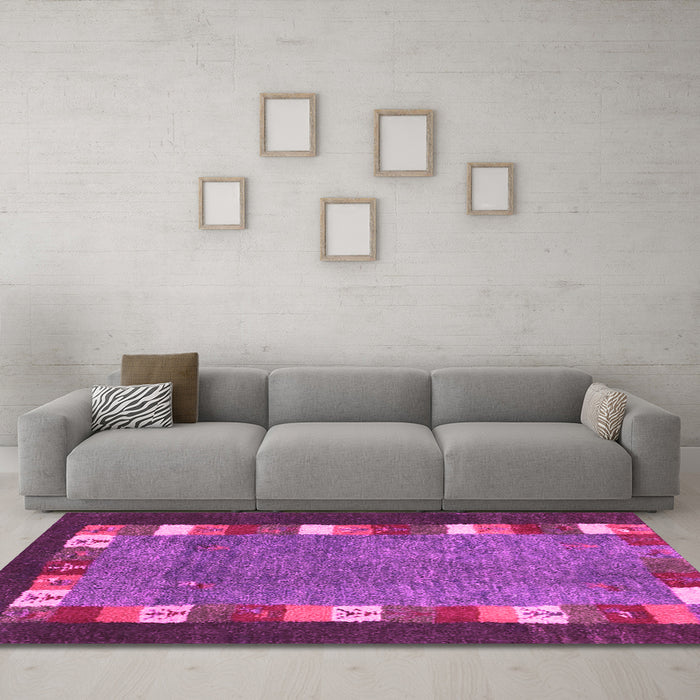 Machine Washable Abstract Pink Contemporary Rug in a Living Room, wshcon2968pnk