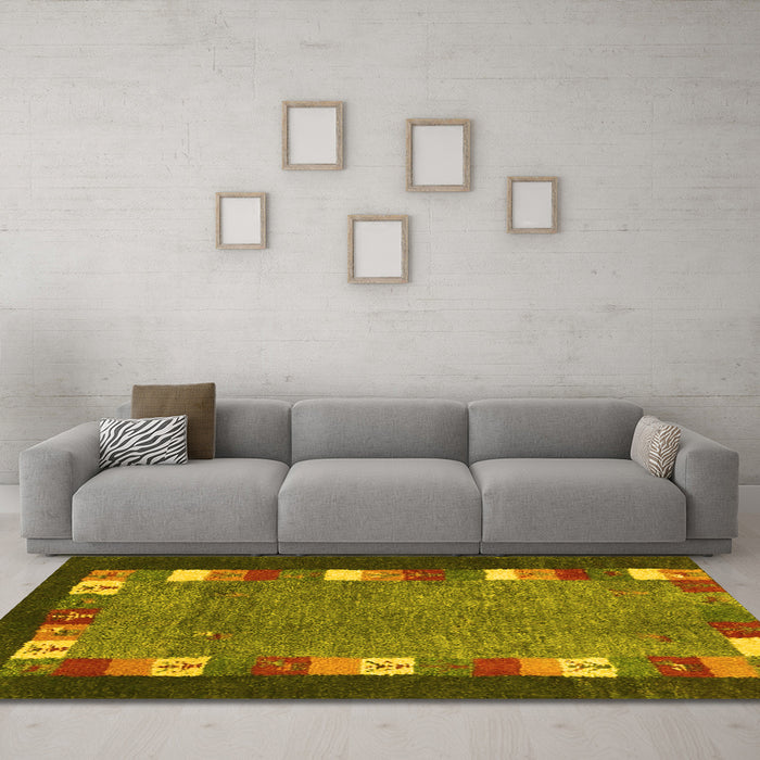 Machine Washable Abstract Yellow Contemporary Rug in a Living Room, wshcon2968yw