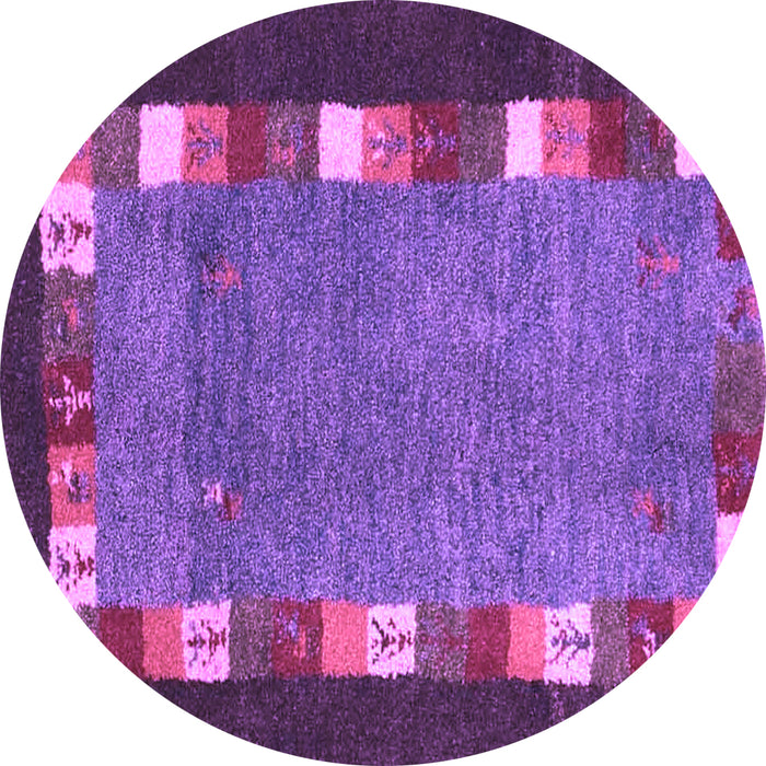 Round Machine Washable Abstract Purple Contemporary Area Rugs, wshcon2968pur