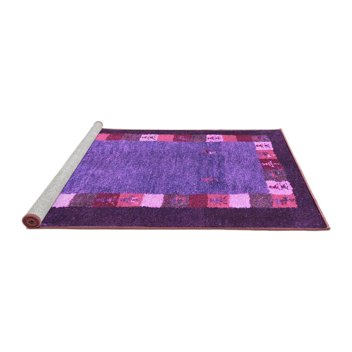 Sideview of Machine Washable Abstract Purple Contemporary Area Rugs, wshcon2968pur