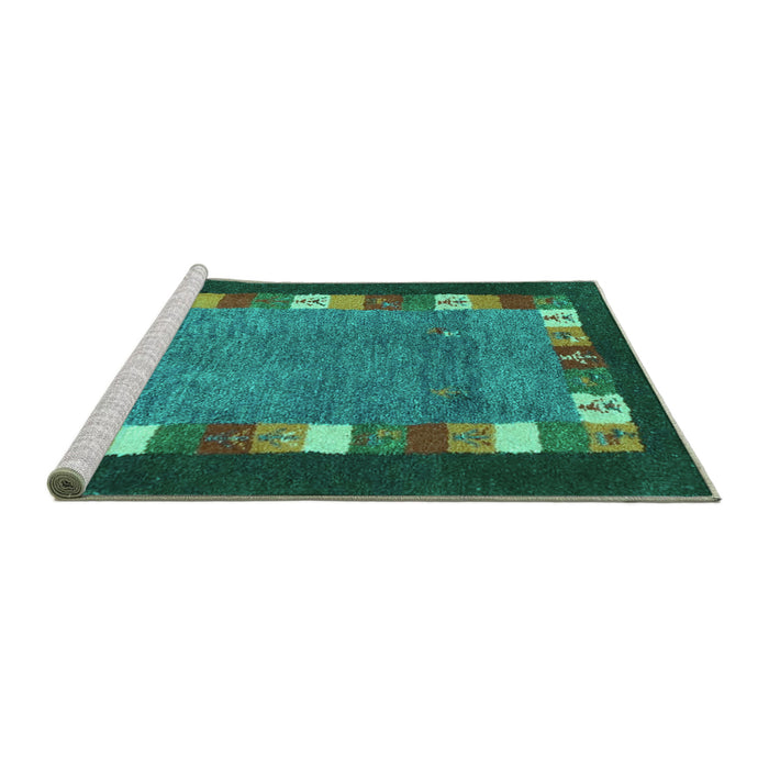 Sideview of Machine Washable Abstract Turquoise Contemporary Area Rugs, wshcon2968turq
