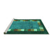 Sideview of Machine Washable Abstract Turquoise Contemporary Area Rugs, wshcon2968turq