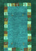 Machine Washable Abstract Turquoise Contemporary Area Rugs, wshcon2968turq