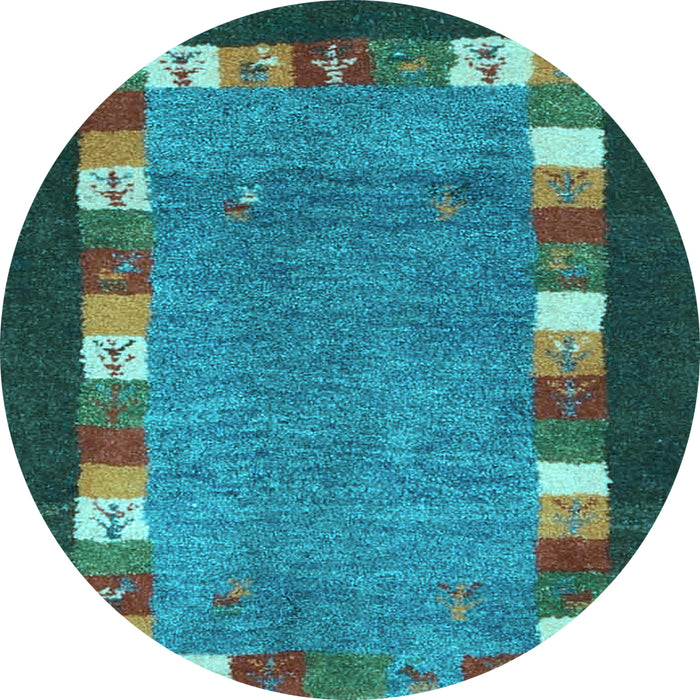 Round Abstract Light Blue Contemporary Rug, con2968lblu
