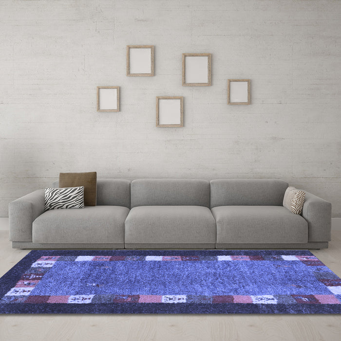 Machine Washable Abstract Blue Contemporary Rug in a Living Room, wshcon2968blu
