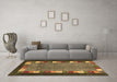 Machine Washable Abstract Brown Contemporary Rug in a Living Room,, wshcon2968brn