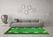 Machine Washable Abstract Green Contemporary Area Rugs in a Living Room,, wshcon2968grn