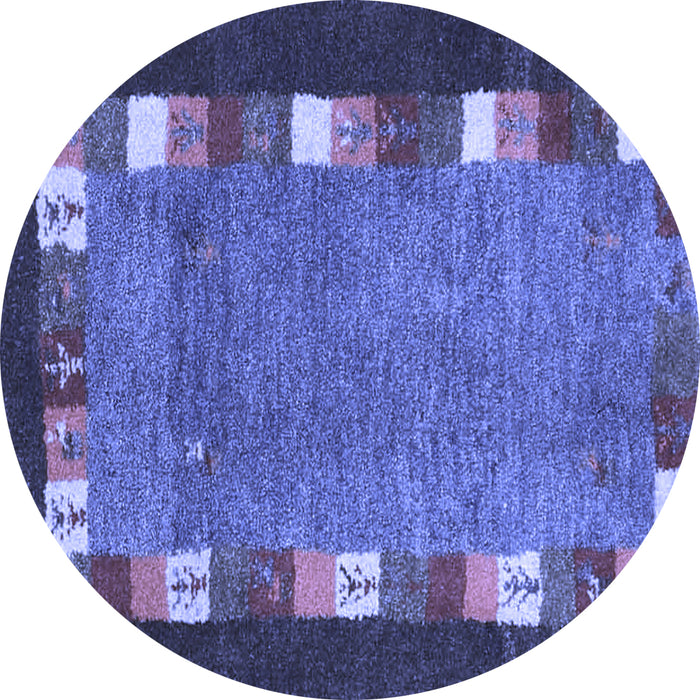 Round Machine Washable Abstract Blue Contemporary Rug, wshcon2968blu