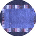 Round Machine Washable Abstract Blue Contemporary Rug, wshcon2968blu