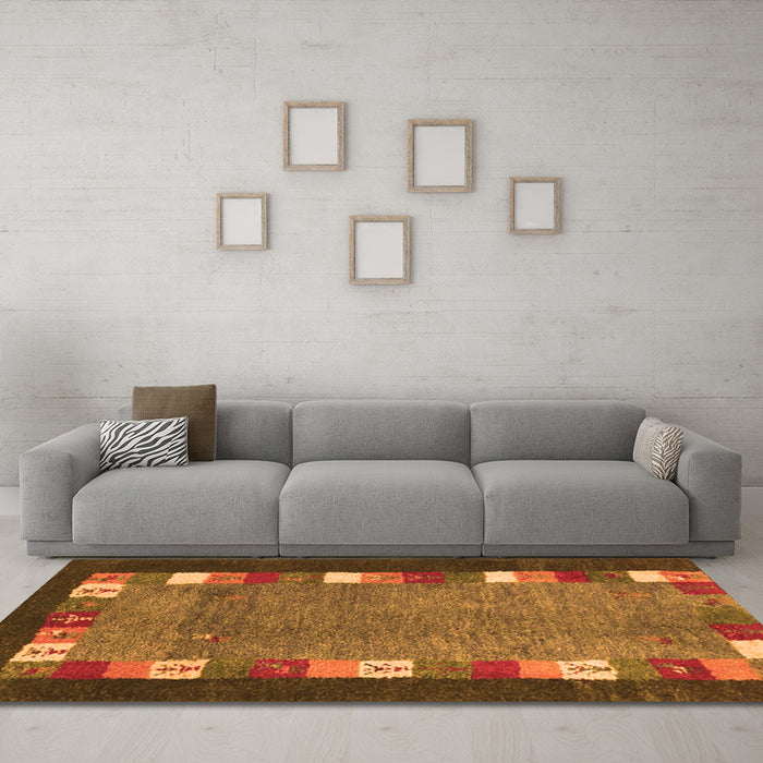 Machine Washable Abstract Orange Contemporary Area Rugs in a Living Room, wshcon2968org