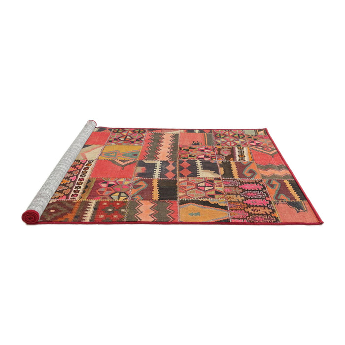 Serging Thickness of Machine Washable Contemporary Fire Brick Red Rug, wshcon2969