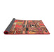 Thickness of Contemporary Fire Brick Red Patchwork Rug, con2969