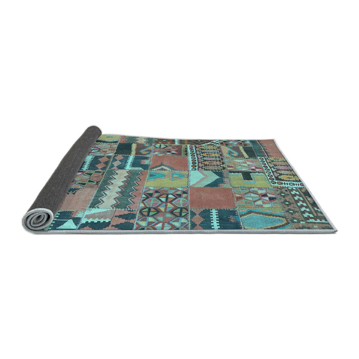 Sideview of Patchwork Light Blue Transitional Rug, con2969lblu