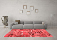 Machine Washable Patchwork Red Transitional Rug, wshcon2969red