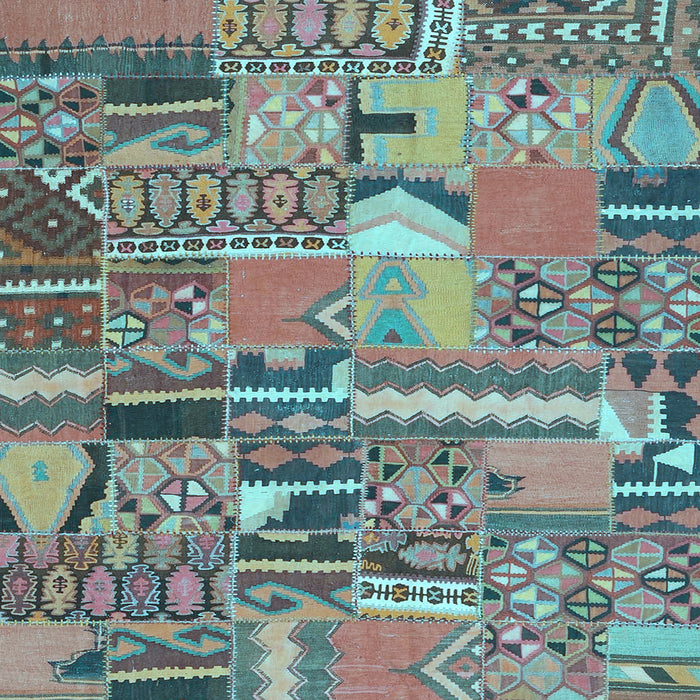 Square Machine Washable Patchwork Light Blue Transitional Rug, wshcon2969lblu