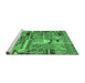 Sideview of Machine Washable Patchwork Emerald Green Transitional Area Rugs, wshcon2969emgrn