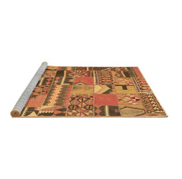 Sideview of Machine Washable Patchwork Brown Transitional Rug, wshcon2969brn